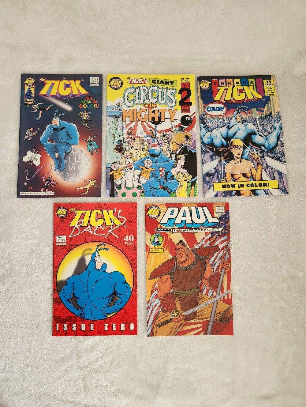 The Tick 5 Comic Lot Chroma-Tick Paul the Samurai Circus Mighty Tick Back #0 NEC